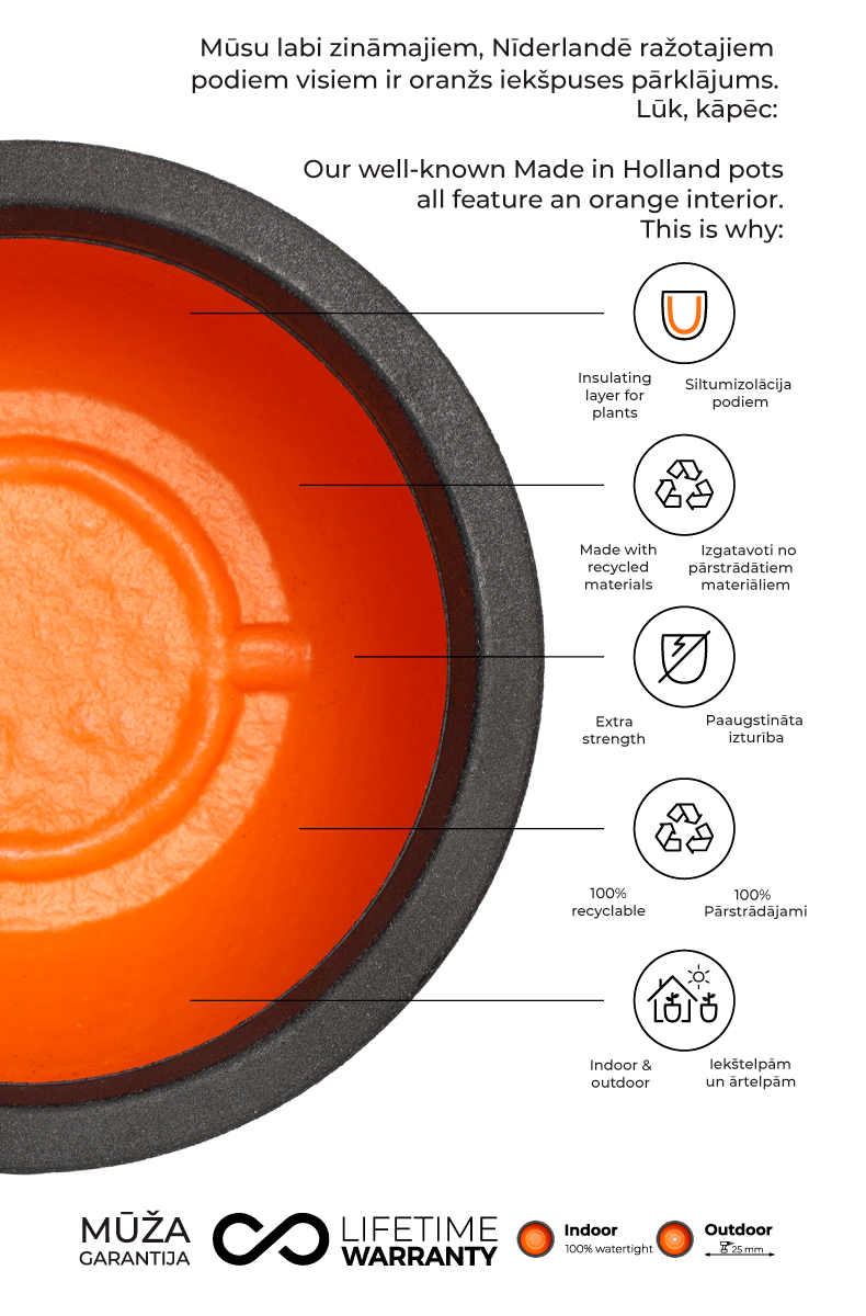 Vase elegant low Groove NL 46x58 melnais zelts