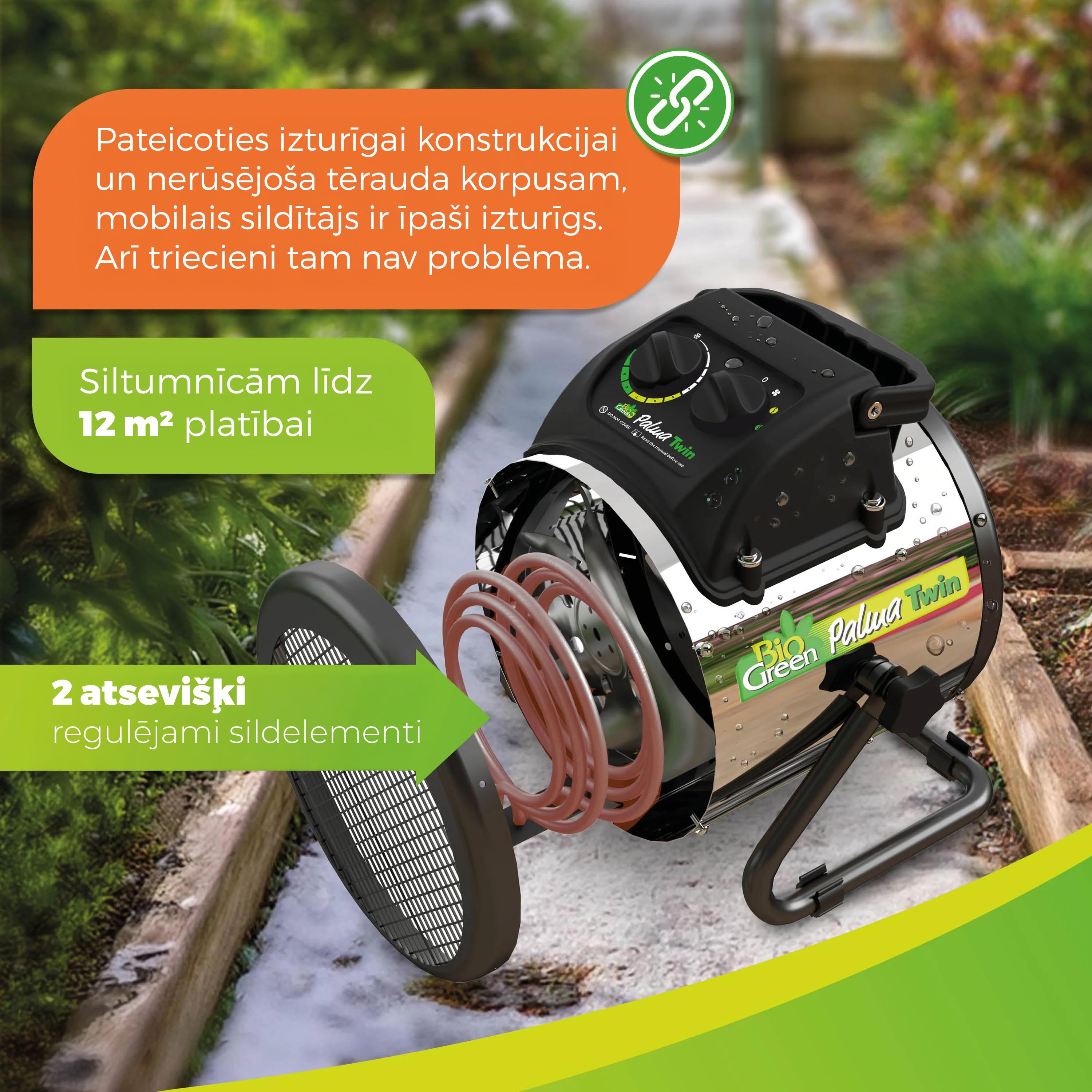 Siltumnīcas sildītājs “Palma Twin” ar digitālo termostatu 1000W/2000W