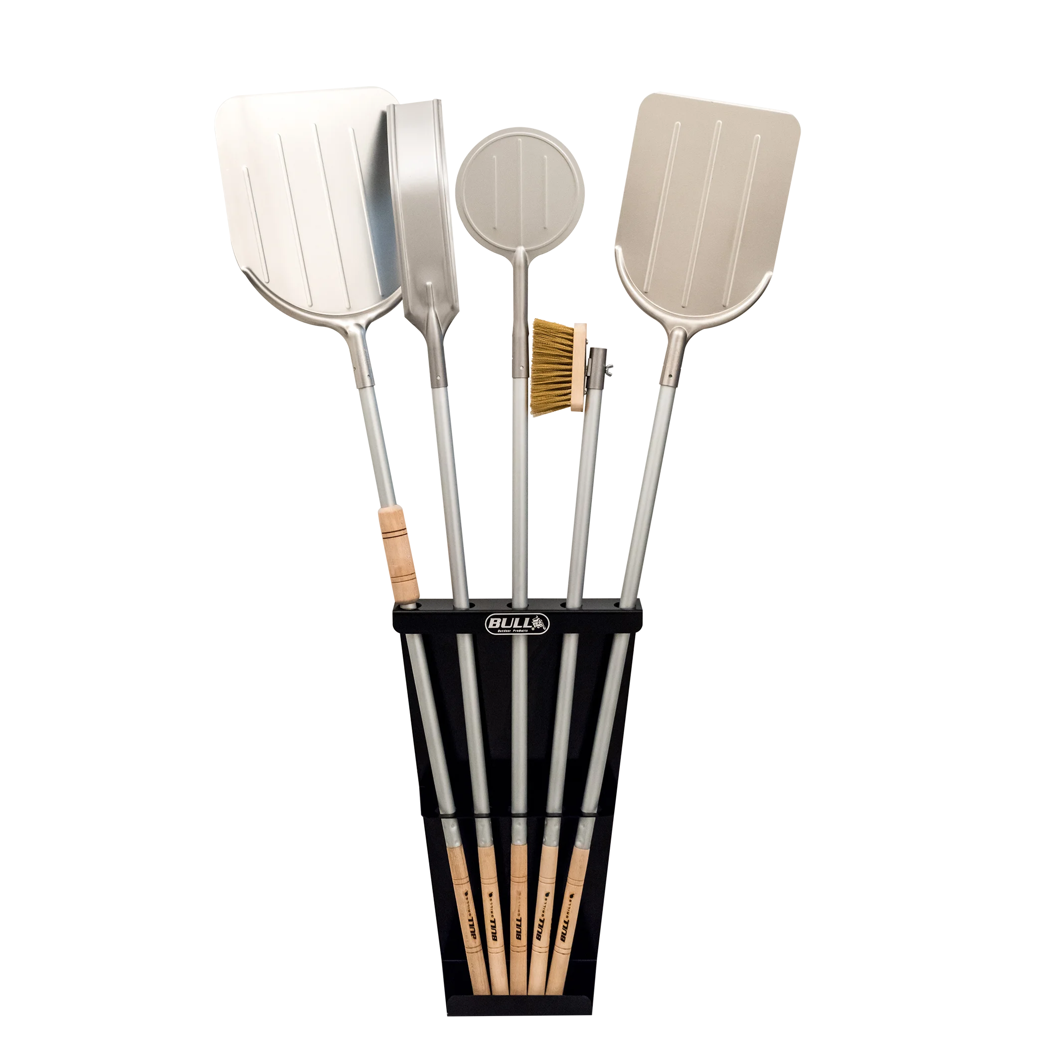 Bull BBQ Branded Professional Pizza Tools Kit with Black Powder Coated Stand