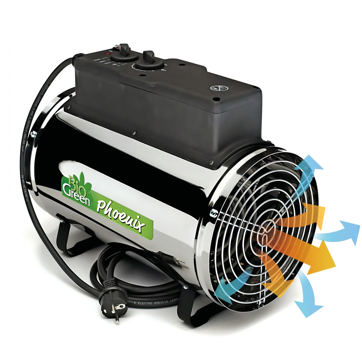Siltumnīcas sildītājs “Phoenix” ar 3 jaudas līmeņiem līdz 2800 W un 460 m³/h gaisa cirkulāciju